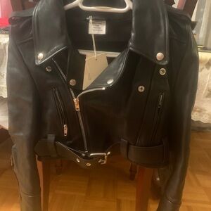 Vetements Black Leather Moto Jacket